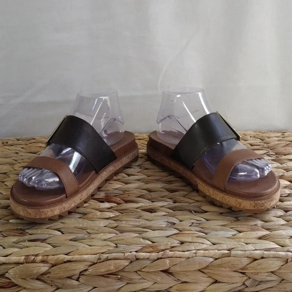 Sorel Roaming buckle slide comfort platform leather sandals 7.5 - Picture 3 of 11